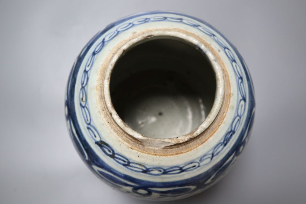 A Chinese blue and white jar, height 29cm